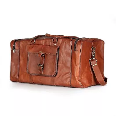 Men 25 Handmade Leather Large Vintage Canvas Gym Travel Weekend Bag • $97.48