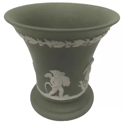 Wedgwood Jasperware Seasons Posy Pot Sage Green With Cherubs Made In England • $49