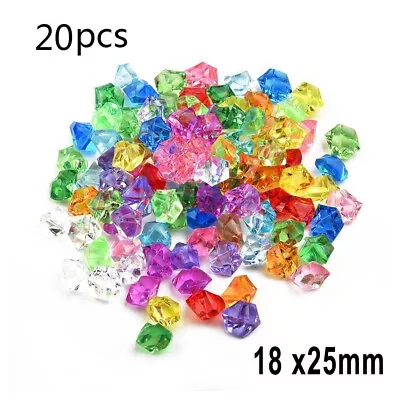 20x Acrylic Plastic Gem Stone Ice Rocks Table Scatter Vase Fish Tank Decoration • £6.64