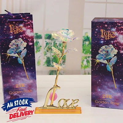 $14.65 • Buy Love With Base Valentine's Rose Galaxy Gift Luminous Flower Gold Mother's Day
