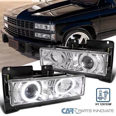 Fits 88-98 C10 C/K Tahoe Blazer Sierra LED Dual Halo Projector Headlights Lamps • $61.16