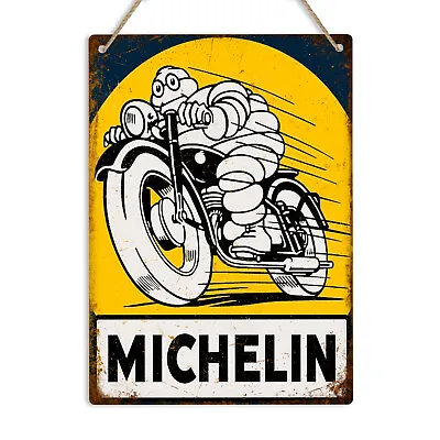 Michelin Man Retro Vintage Metal Tin Wall Sign Plaque Tyres Garage Man Cave Shed • £8.49