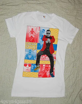 Girls S/S White T-Shirt GANGNAM STYLE PSY Dance Music M 7-8  L 10-12  XL 14-16 • $14