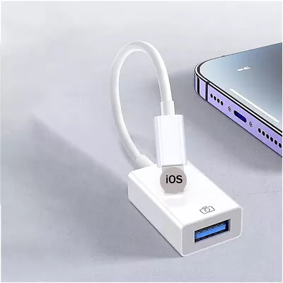 USB 3.0 Female To 8 Pin IPhone Male OTG Adapter Cable Camera For IPhone IPad UK • £0.99