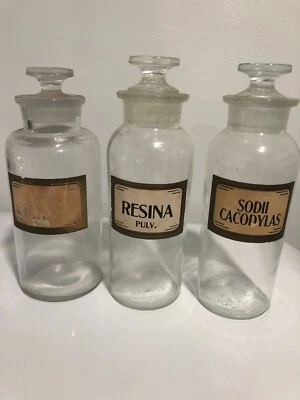 $50 • Buy Antique Pharmaceutical Apothecary Bottles Jars Lot Of 3 With Labels
