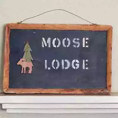 Vintage Moose Lodge Rustic Cabin ART Handmade Wood Sign 22x14x2  • $55