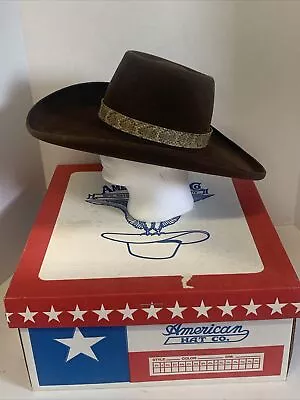 Vintage American Hat Company Cowboy Hat Size 6/ 7/8 5X Long Oval Western W/ Box • $179