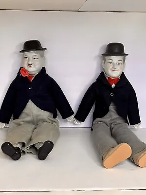 2 Vintage LAUREL AND HARDY 19  Porcelain Figures DOLLS Ceramic Head Hands Feet • £33.75