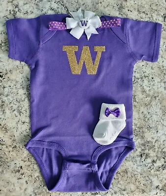 Washington Huskies Baby/newborn Outfit Girl Washington Huskies Baby Gift   • $24.75