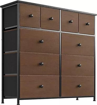 NEW 10 Drawer Dresser For Bedroom Faux Leather Chest Of Drawers Fabric Dresser • £101.33