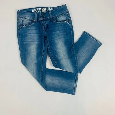 $15.99 • Buy Hydraulic Womens Jeans 5/6 Blue Lola Curvy Capri Stretch Med Wash Whiskers Flap