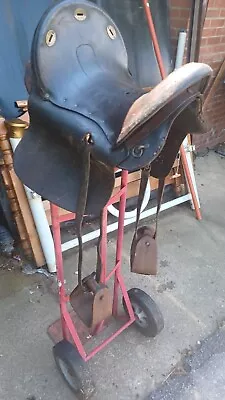  ORIGINAL Antique WW1 WW2  Gen. Military Calvary Horse Saddle 15  FINAL VALUE  • $375