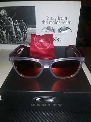 NEW RARE OAKLEY X CNY 2020 FROGSKINS MATTE CLEAR/RED W/PRIZM RUBY SUNGLASSES • $199.99