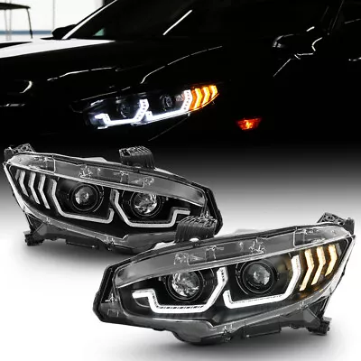 BLACK LED Block Sequential Signal Dual Projector Headlight For 16-21 Honda Civic • $306.99