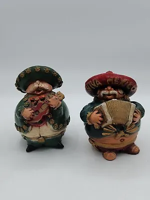 Vintage Mexican Pottery Mariachi Band Set Of 2 • $22