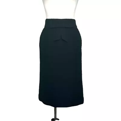 J. Crew Black Textured Wool Front Bow Pencil Skirt Size 6 • $20