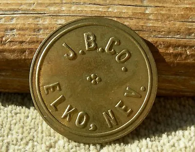 Ca 1900s ELKO NV NEVADA  J. B.  CO (JACOBS BROTHERS) RARE R-9 BRASS 25c VA TOKEN • $21.95