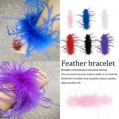 Feather Cuff Snap Bracelet Ostrich Hoop Wrap Cuff Wrist Sleeve Feather Bracelet • £3.07