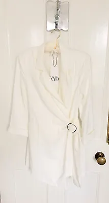 Zara Oyster White Blazer Style Playsuit With Buckle Tie Belt S BNWT RRP £59.95 • $49.67