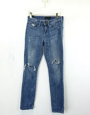 Vince Jeans Womens Size 24 Denim Cotton Skinny Cropped Ripped Stretch Slim Fit • $28.88