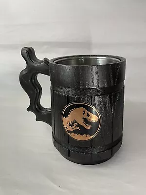 Jurassic Park Wooden Beer Stein Mug Metal Insert Small Defect Medieval Fair • $16.99