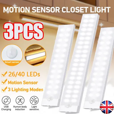 Wireless Motion Sensor Under Cabinet Closet Light Kitchen Counter LED Night Lamp • £2.95