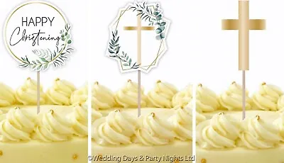 20cm Cake Pick Topper Happy Christening Or Cross 1st Holy Communion Party Decor • £2.24