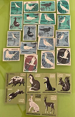 Hungary Vintage 25 Matchbox Matches Labels Animals Birds Unused Variations Sets • $15