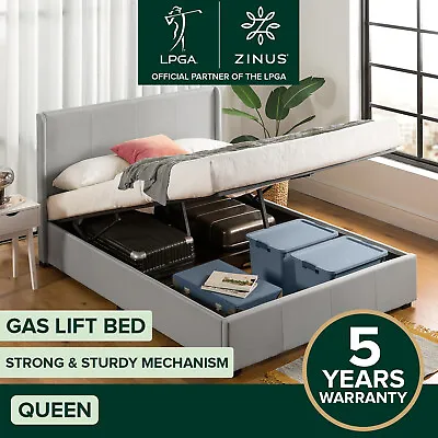$399 • Buy Zinus Bed Frame Queen Size Gas Lift Storage Upholstered Mattress Base
