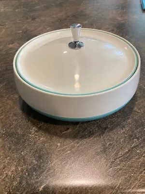 Vintage Bopp Decker Plastic Vacron Covered Bowl Serving Dish MCM Turquoise  USA  • $22