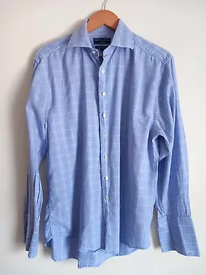 Stovel And Mason Blue And White Checked Formal Shirt Cotton Size 16. • £12