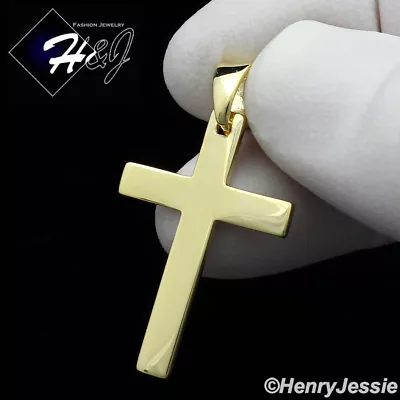 Men Women 925 Sterling Silver Plain Simple Gold Plated Cross Pendant*gp194 • $21.99