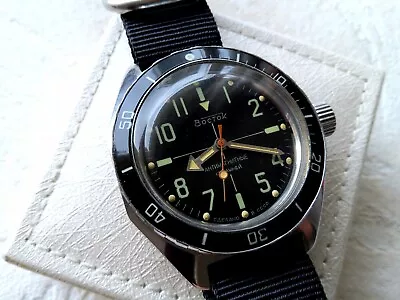 Russian Vostok Amphibian Divers Watch Cal. 2409 Black Bezel • $105.68