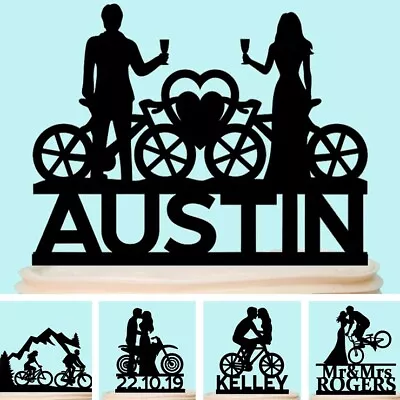 Dirt Bike Wedding Cake Topper Silhouettes Bicycle Bride And Groom Party Decor • $9.99