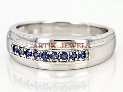 Heated Blue Sapphire Gemstone With 925 Sterling Silver Ring For Men's #2872 • $83.22