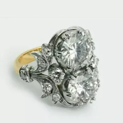 Vintage Art Deco Style Round Cut Lab Created Diamond Engagement Gold Filled Ring • $67.90