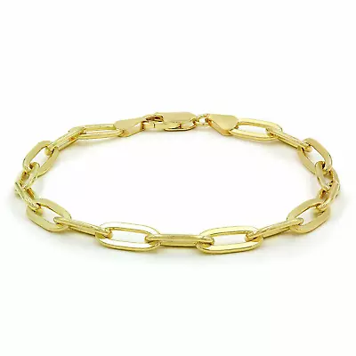 10k Yellow Gold 3mm Paperclip Chain Rolo Elongated Link Cable Bracelet Womens 7  • $90.98