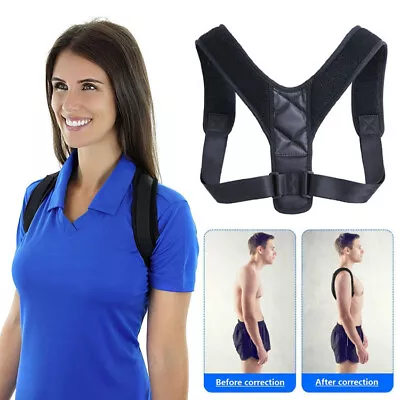 Posture Corrector Men Women Upper Back Pain Brace Clavicle Support Straightener • £7.99