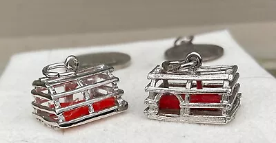 Two Vintage Sterling Charms LOBSTER TRAPS Maine New England MARITIMES • $19