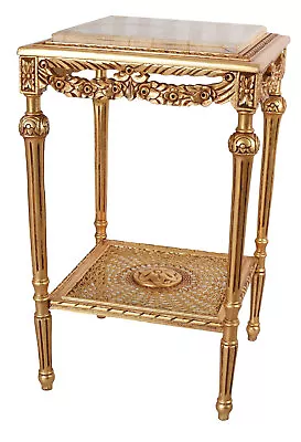 Side Table Baroque Table With Marble Top Gold Flower Stand Sofa Table Antique • £187.06