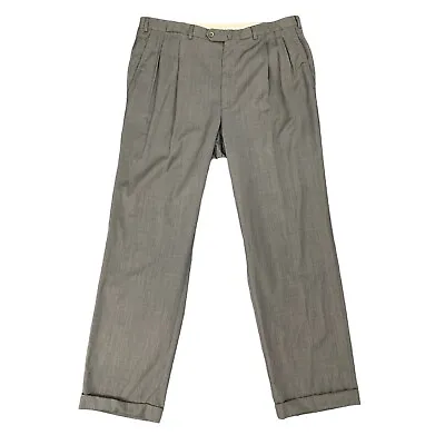 Vintage Ermenegildo Zegna Wool Dress Pants Mens 38x31 Grizzly Gray Pleated Front • $33.95
