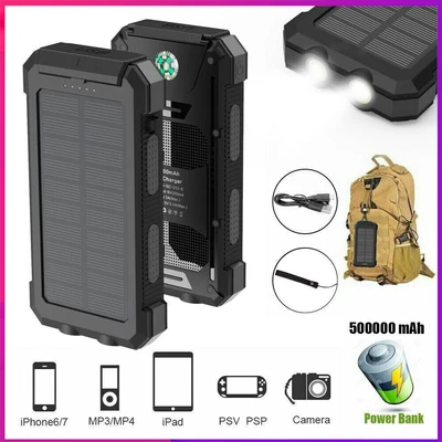 $26.90 • Buy 50000mAh Power Solar  Bank Waterproof 2USB LED Battery Charger For Cell Phone