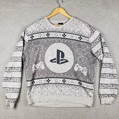 Sony Playstation Logo Controller Ugly Christmas Holiday Gamer Sweater XL Gray • $14.88