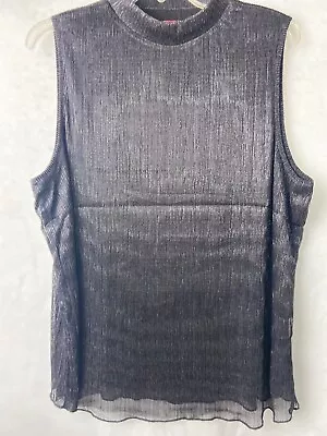 S.Oliver Women's Black Pleated Turtleneck Sleeveless Shear Blouse Top Shirt Size • $14.97