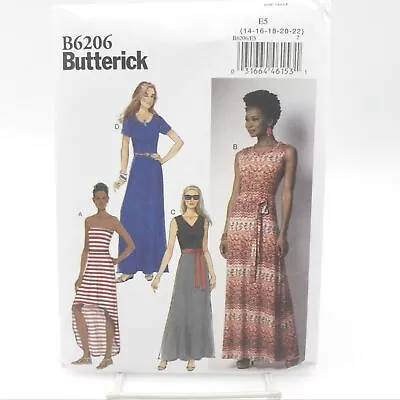 Butterick 6206 Plus Size Loose Maxi Dress And Belt Misses Size 14 22 Pattern • $9.99