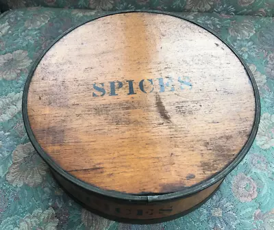 Patent Package Co. 1858 Maple Wood Spice Box With Original 8 Spice Containers • $275