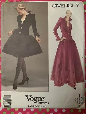 GIVENCHY VOGUE 2583 Vintage 90s Dress Gown Pattern Sizes 6-8-10 *UNCUT/FF* • $30.99