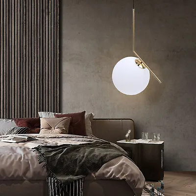 Nordic Glass Ball LED Pendant Lamp Chandelier 30CM Ceiling Light Cafe Bar Light • £51