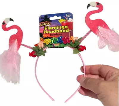 PINK FLAMINGO HEADBAND Zoo Tropical Bird Costume Hat Bopper Luau Party Flowers • $9.39