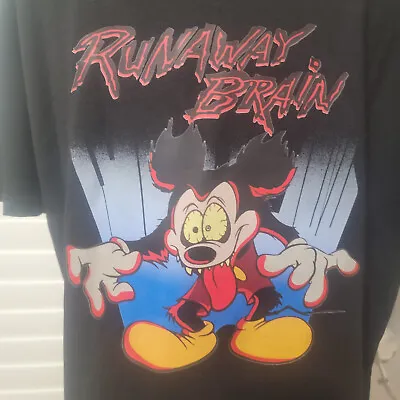 REPRINT Vintage Disney Mickey Runaway Brain 1995 BLACK T-shirt S M L XL 160gsm • $7.99